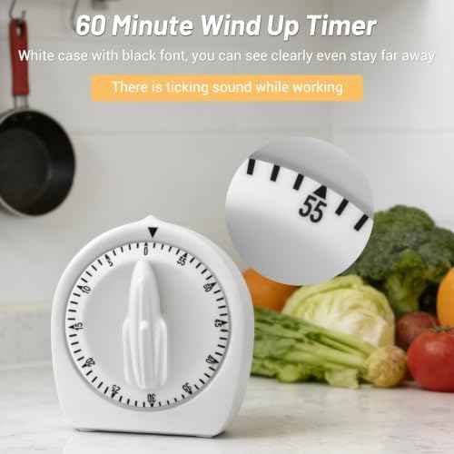 Visual Mechanical Timer, 60-Minute Wind Up Kitchen & Classroom Timer