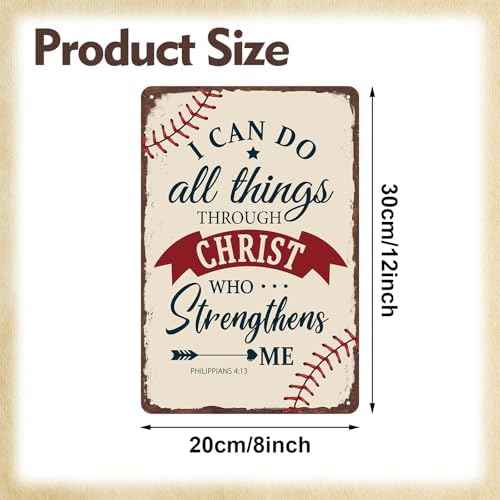 Vintage Baseball Wall Decor Sign - Retro 8x12 Inch Metal Tin Sign Sports Art Wall Decor Inspirational Gifts for Baseball Players Fans, Sports Bar, Boys Room, Man Cave