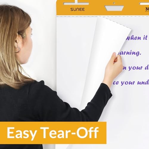 SUNEE Sticky Easel Pads, 25x30 Inches, 30 Sheets/Pad, 10 Pack – Self