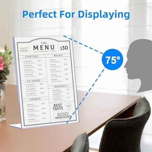 6 Pack Slanted Back Acrylic Sign Holders 5x7 for Business & Store
