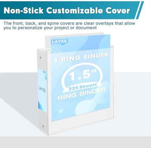 6 Pack 1.5 Inch 3 Ring Binders with Clear Cover & 2 Pockets