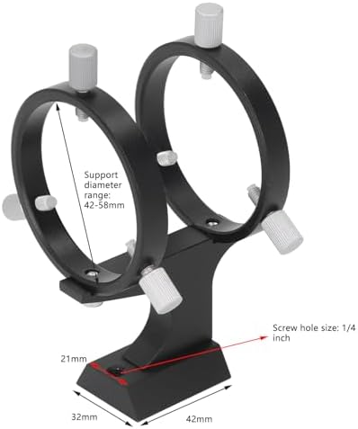 Telescope Finder Scope Mount, Adjustable Bracket with Fixing Ring and 1/4 Inch Screw for Astronomical Telescopes