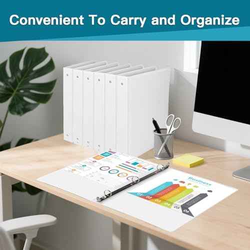 6 Pack 1.5 Inch 3 Ring Binders with Clear Cover & 2 Pockets