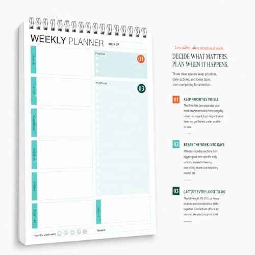 Weekly Planner To Do List Notepad for Work & Daily Life 6.5 x 10 in (Green)