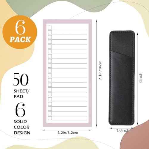 6 Pack Magnetic Notepads with Magnetic Pen Holder