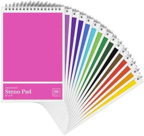 Steno Pads 6 x 9 Colored Spiral Steno Notebooks Gregg Ruled 15Pack
