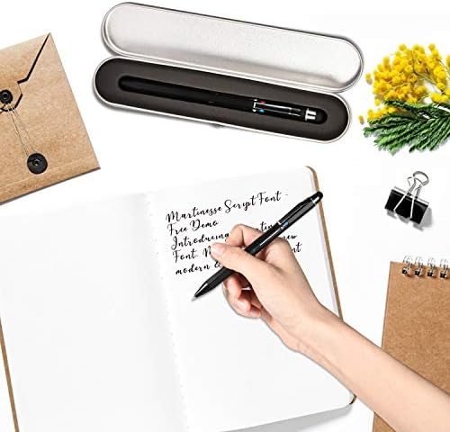 5-in-1 Stylus Pen&Multicolored Pen in One, Multifunction Pen with Metal Gift Box,Black Blue Red Green Ballpoint Pen for Tablet with Universal Stylus Multicolor Pen for Touch Screens（Black）