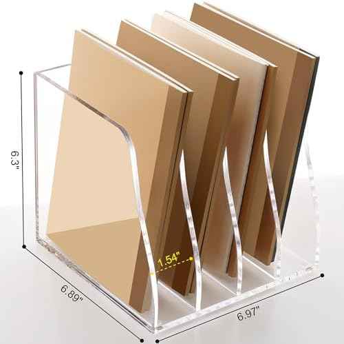 SANRUI Acrylic Desk File Organizer, Clear Magazine File Holder 4 Slot