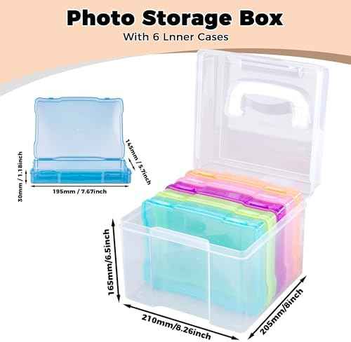 Colorful 5×7 Photo Storage Box With Handle