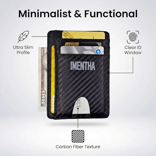 Mens Slim Wallet - Minimalist Front Pocket Card Holder, Black