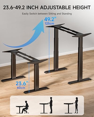 BIZUM Dual Motor 3-Stage Electric Standing Desk Frame,3 Memory Height