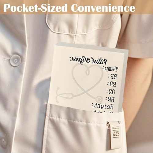 Nurse Sticky Notes for Vital Signs – Daily Monitoring Notepad, Patient Health Checklist Pad, Pocket Size, HR BP Oxygen Level Recording, 2 Pack of 50 Pages Each