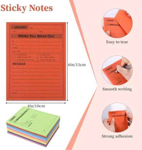 9 Pieces Phone Message Pads for Office Sticky Notes, While You were Out Message Pad Assorted Colors, Self Adhesive Sticky Notes Urgent Record for Work Call 4 x 6 Inch, Office Supplies, 50 Sheets/Pack