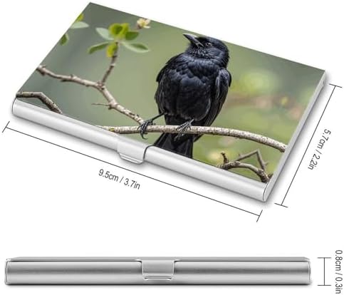 Business Card Holder Black Crow Birds on A Branch Slim Business Card Case Pocket Name Cards Holder Professional Cards Organizer Purse Credit Wallet ID Case for Men Women