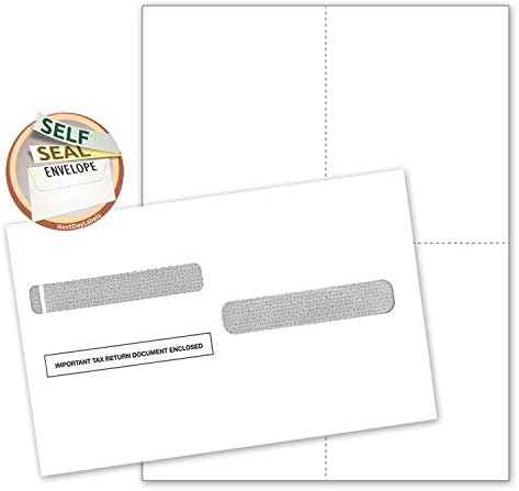 W-2 Forms Blank Paper 4-Up Version"NO Instructions on Back" for Laser and Ink Jet Printer (Forms & Self Seal Envelopes) (100 Sets)