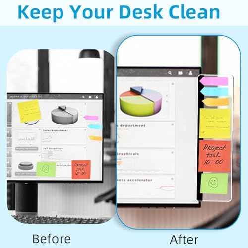 2 Pack Computer Monitor Memo Board, Acrylic Computer Monitor Sticky Note Holder, Transparent Side Panel Office Desk Organizer,Home Office Desk Accessories, Office Supplies for Women Men Computer