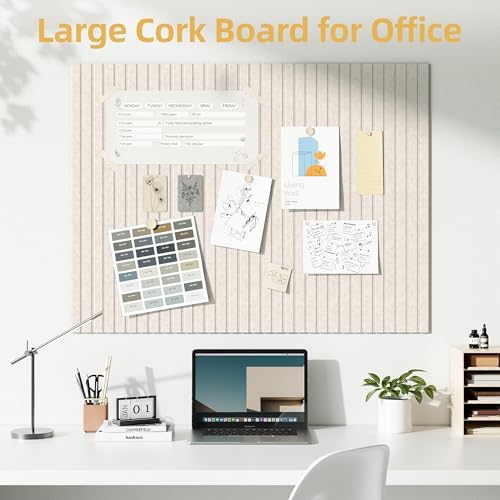 Large Cork Board for Walls 12 Pack Bulletin Board with 60 Adhesive Tabs