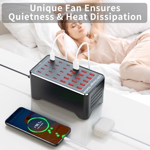 150W(30A) 30-Port USB Charging Station, Multiple USB C Charger Block