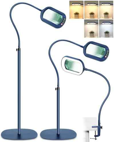 12X Rectangle Magnifying Glass with Light and Stand, 24" Flexible