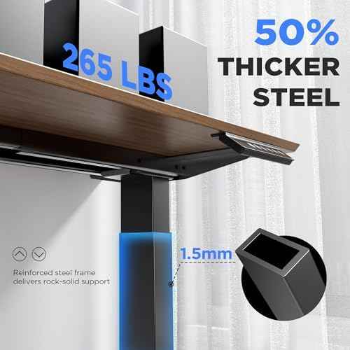 Dual Motor Electric Standing Desk Frame - 300 lbs Heavy Duty, 3 Memory Height Presets - Sit Stand Desk Frame, Computer Height Adjustable Desk Legs & Base for 43.3"-63" Desktop, Black Frame Only