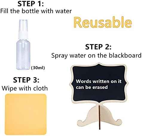 Reusable 20 Pcs Mini Chalkboard Signs with Easel Stand for Food Labels, Weddings, Birthday Parties, Message Board Signs and Event Decorations,Include 12 Colors Water-Based Chalks