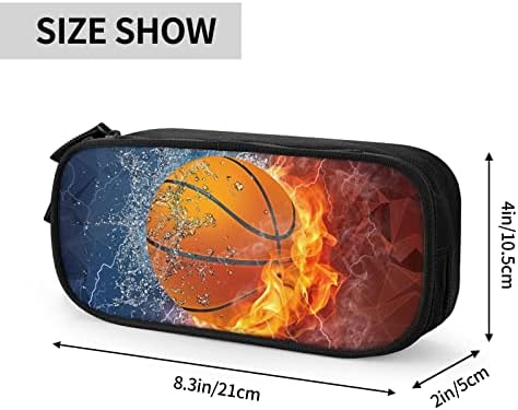 Basketball Pencil Case for Sports Boys Girls, High Capacity Cool Black