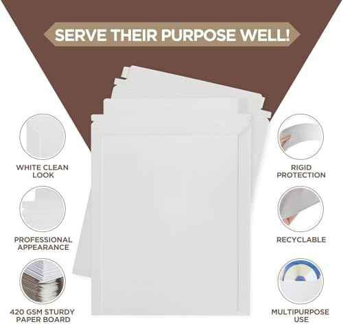 50 Pack 9.75x12.5 Inches Rigid Mailers, Self Adhesive Cardboard Mailers