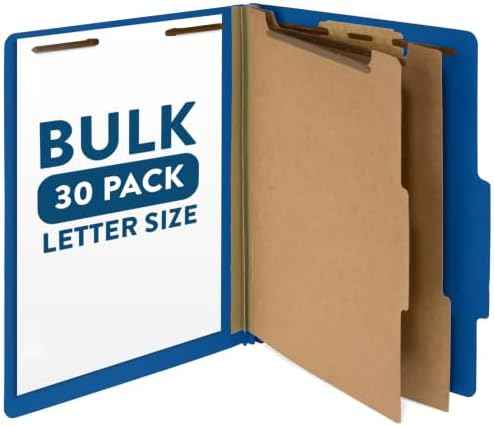 Blue Summit Supplies 30 Classification Folders, 2 Divider, Dark Blue