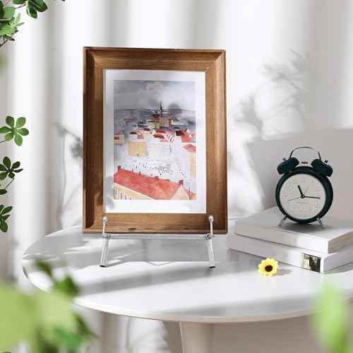 Leinuosen Metal Easel Stand 16.5" H x 8.7" W x 4.3" D Table Top Easel Stand for Display Tripod Art Picture Mirror Modern Plate Holder for Display Book Photo Wedding Sign(Silver)