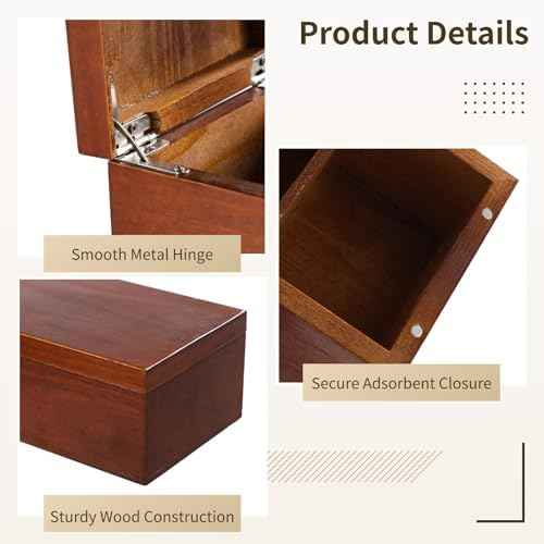 Wooden Business Card Holder, 4-Compartment Card Storage Box, Business Card Organizer, Desktop Divided Index Card Box for Office, Home, 11.1×4.4×3"