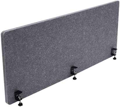 Clamp-on 60" x 24" Desk Divider Privacy Panel for Office Privacy Sound Absorbing Screen Acoustic Partition Divider Stand Up Desktop Divider Portable Cubicle Panel, Grey
