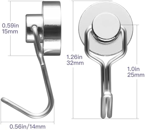 BTLIN Mini Magnetic Hooks, Strong Neodymium Magnet with Small Hook