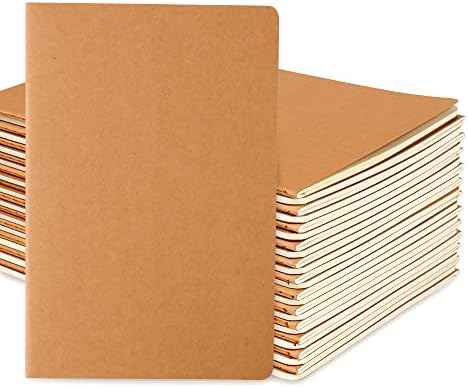 24 Pack College Ruled Notebook & Journal Bulk, Kraft Cover, Line Thick Paper, A5 Size, 5.5x8.3 inch, 60 Pages, Small Subject Note Pad Planner Set for Women Men Kids Traveler Student Office