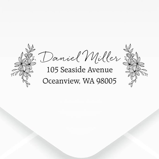 Custom Floral Address Stamp | Choose from 12 Designs | Multiple Ink Color - Image 2