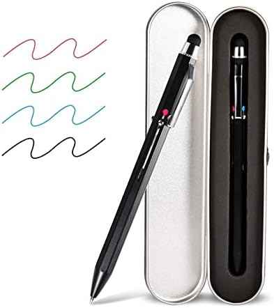 5-in-1 Stylus Pen&Multicolored Pen in One, Multifunction Pen with Metal Gift Box,Black Blue Red Green Ballpoint Pen for Tablet with Universal Stylus Multicolor Pen for Touch Screens（Black）