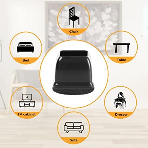 Small Square Silicone Chair Leg Floor Protectors with Wrapped Felt