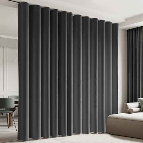 Room Divider Blackout Curtain Track Curtains Wall Dividers Panels Screen for Living Rooms Bedroom Office Privacy Partition Separation, W100 × L96 Inch,1 Panel, Black