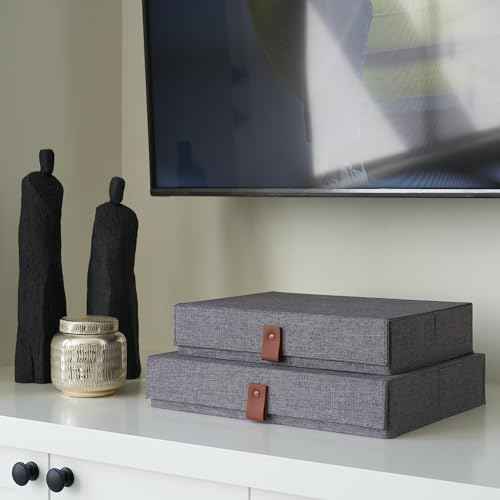 ZICOTO Decorative Photo Storage Boxes with Lids - Set of 2 Linen Organizers