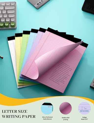 12 Pack Legal Pads 8.5 x 11 College Ruled, 30 Sheets Per Colored Note Pads