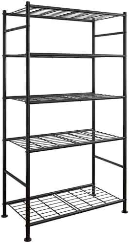 Sakugi Storage Shelves - 5 Tier Shelf Organizer, Heavy Duty Garage Shelving Unit with Leveling Feet, Stable Metal Shelves Organizer for Pantry, Kitchen and Closet, 33.0" W x 12.6" D x 72.0" H, Black