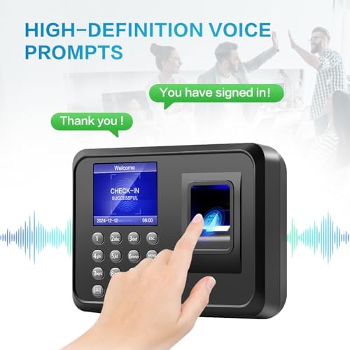 Fingerprints Time Clocks for Employees Small Business, Deduct Lunch Time & Calculate Working Hours Time Clocks Supporting Multiple Shift Schedules, 0 Monthly Fees No Need WiFi Standalone Time Clock