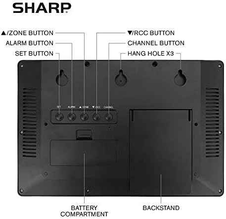 Sharp Atomic Clock with 4-Inch Display, Outdoor Sensor, Battery Powered