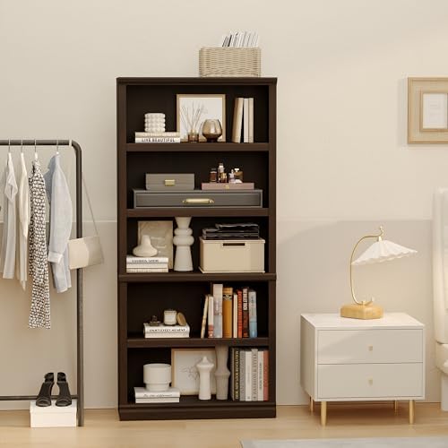 blini 5-Shelf Tall Bookcase Wooden Bookshelves 33in Wide Floor