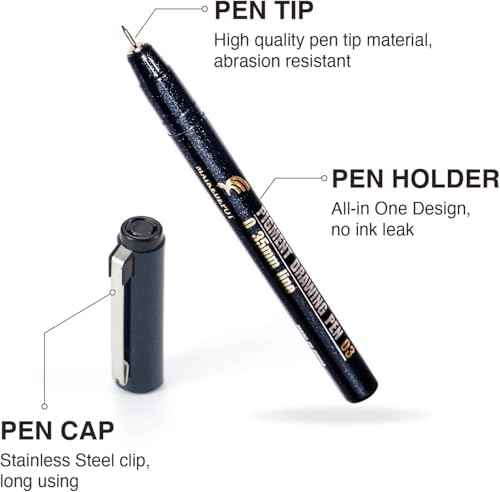 16 Pack Micro Fineliner Drawing Pens - Waterproof Black Ink, Assorted Tip Sizes for Sketching, Manga, Anime, Comic, Art Writing, Journaling & Architectural Design