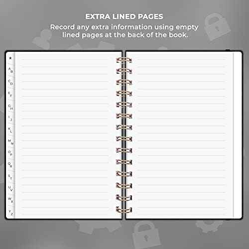 Clever Fox Password Book Keeper Notebook, Spiral-Bound Medium Black