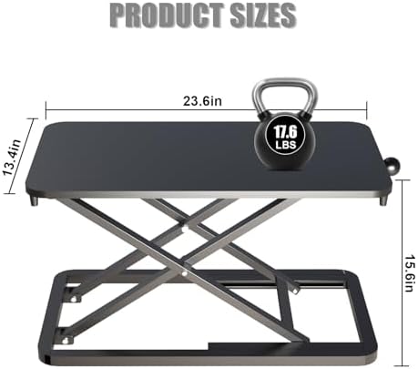 Keyboard Riser for Desk- 23.6’‘ Height Adjustable Standing Desk Converter, Table Lifter for Standing, Keyboard and Mouse Riser for Ergonomic Sit Stand Workstations, 6 Height Levels