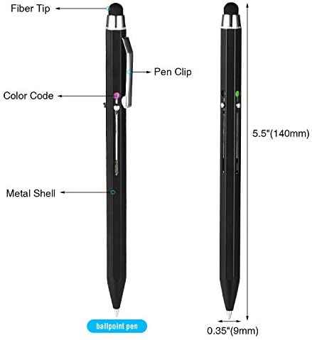 5-in-1 Stylus Pen&Multicolored Pen in One, Multifunction Pen with Metal Gift Box,Black Blue Red Green Ballpoint Pen for Tablet with Universal Stylus Multicolor Pen for Touch Screens（Black）