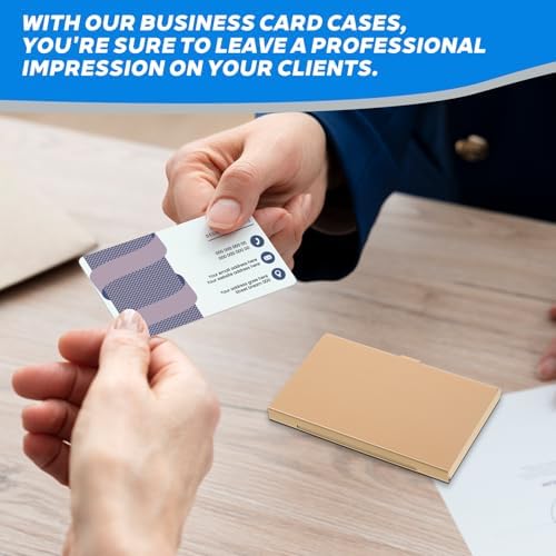 Gold Slim Business Card Case, 4 Pack Gold Metal Business Card Holder