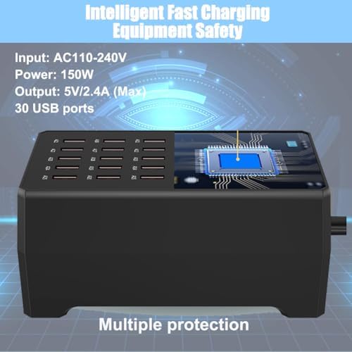 MaxLax USB Charger Station,30-Port 150W/30A Multiple USB Charging Station,Multi Ports Charger for Smartphones，Tablets，and Other Devices