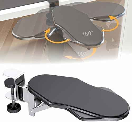 Computer Arm Rest for Desk, 180° Swivel and 90° Foldable, Black